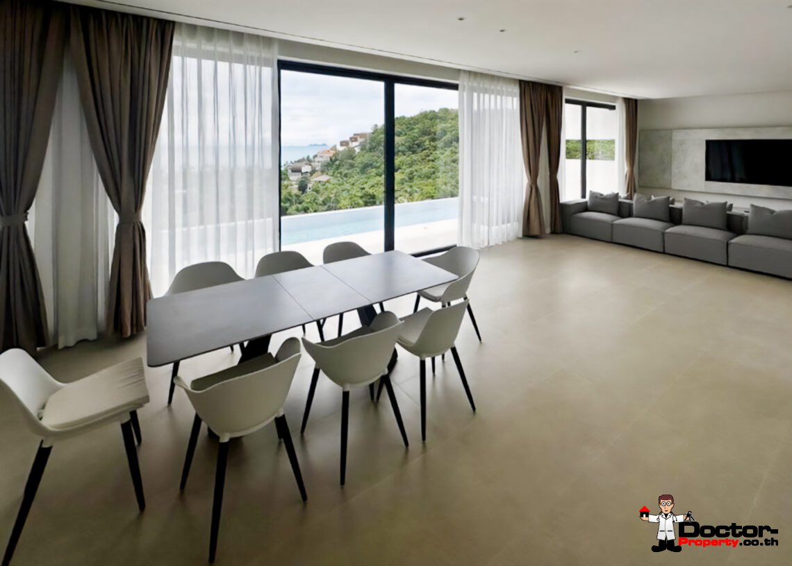 New 4 Bedroom Pool Villa with Sea View in Bang Por, Koh Samui – For Sale